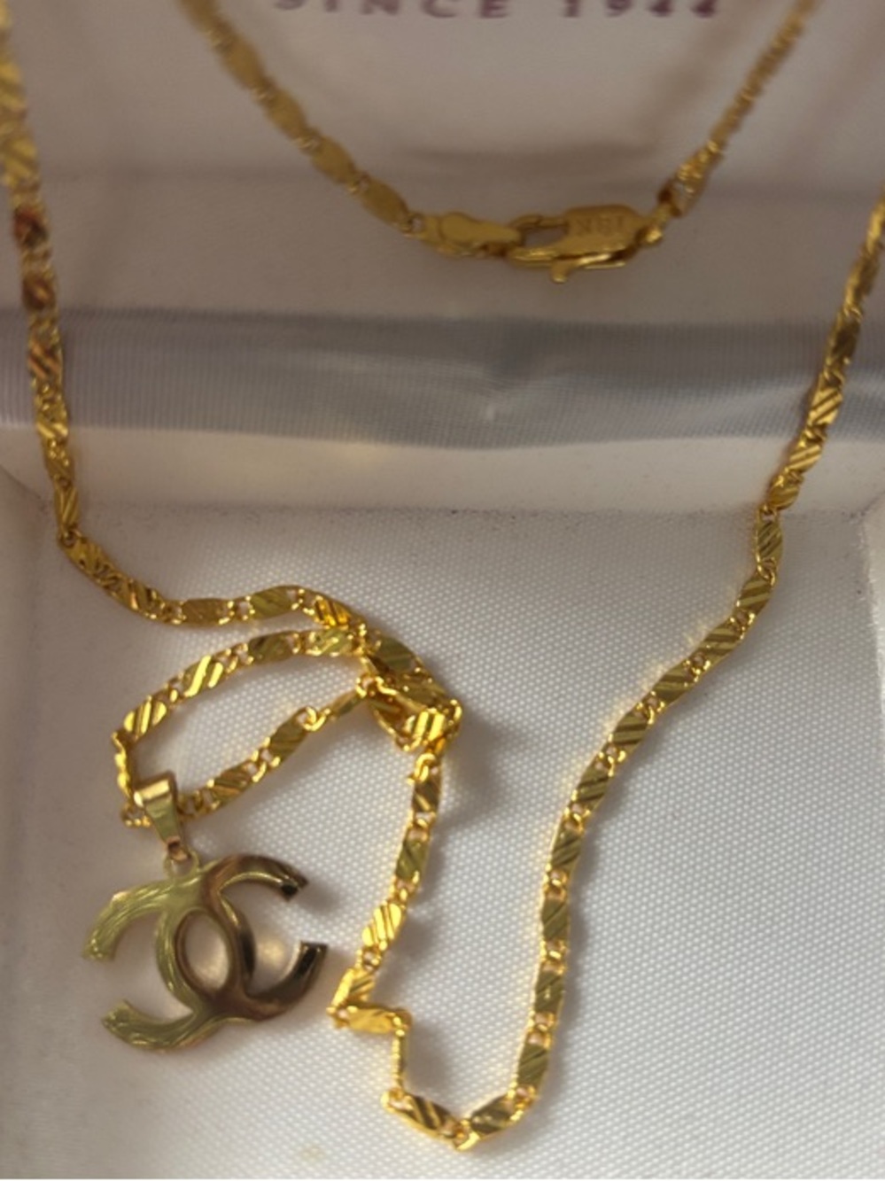 Fashion Jewelry Gold-Tone Interlocking CC Pendant Necklace - Picture 2 of 4